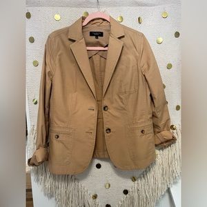 Tan cotton blazer.